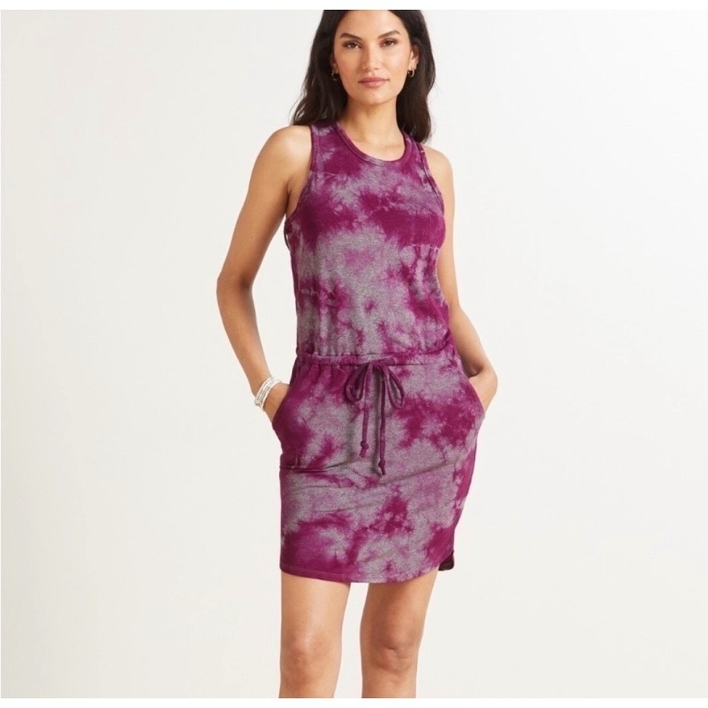 Sundry for Evereve Purple Tie Dye Sleeveless Drawstring Mini Dress Medium